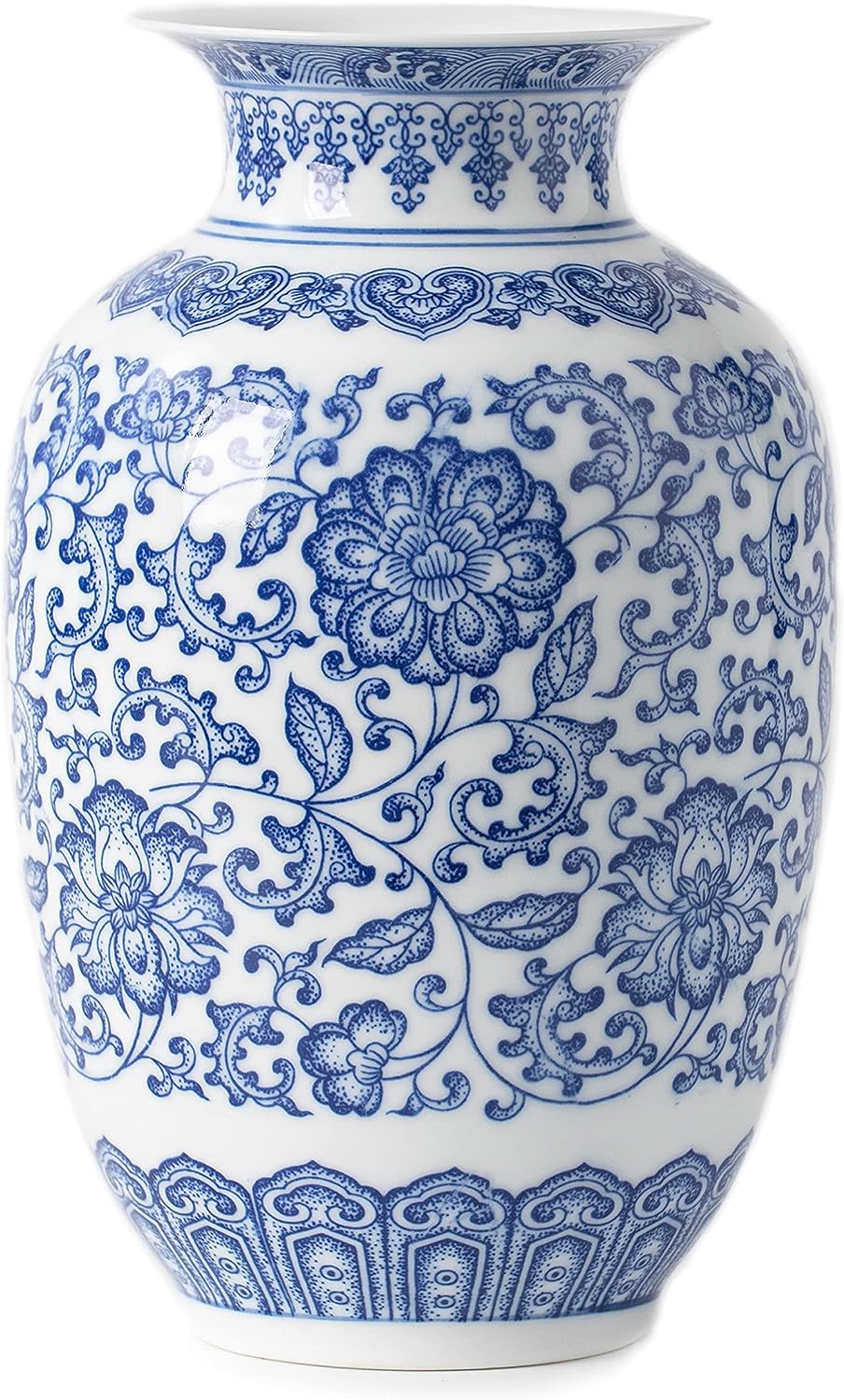 blue and white grandmillennial chinoiserie vase